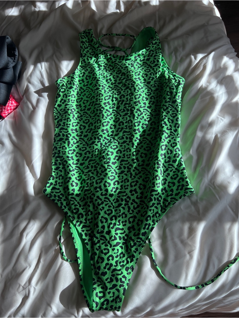 BuffBunny Neon Green Leopard Print One-Piece Swimsuit